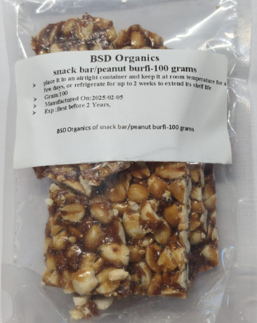 BSD Organics of snack bar/peanut burfi-100 grams
