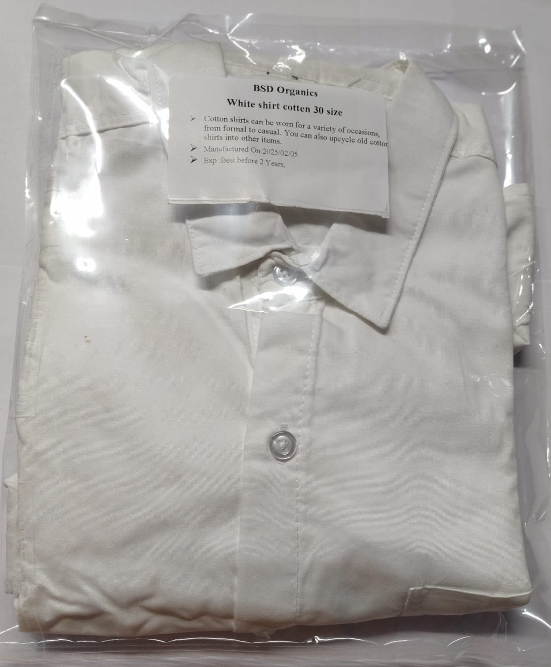 White shirt cotten 30 size