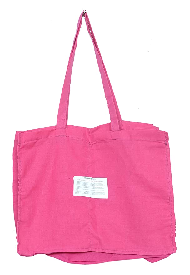 BSD Organics Eco Pink Cotton Vegetable Carry Bag/Reusable Bag12 x 14.5 (wxl) - 2 Number