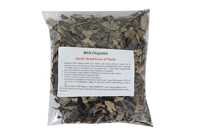 BSD Organics HerbY Dried leaves of Nochi/White chaste/Nirgundi for fumication, Kashayam, Juice, Nochi Steam Skin Care and more- 200 grams