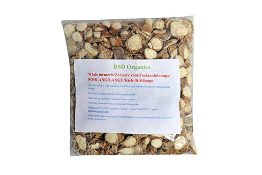 BSD Organics White turmeric/Zedoary root/Foolaankilaangu/POOLANKILANGU/Kichilli Kilangu - 200g