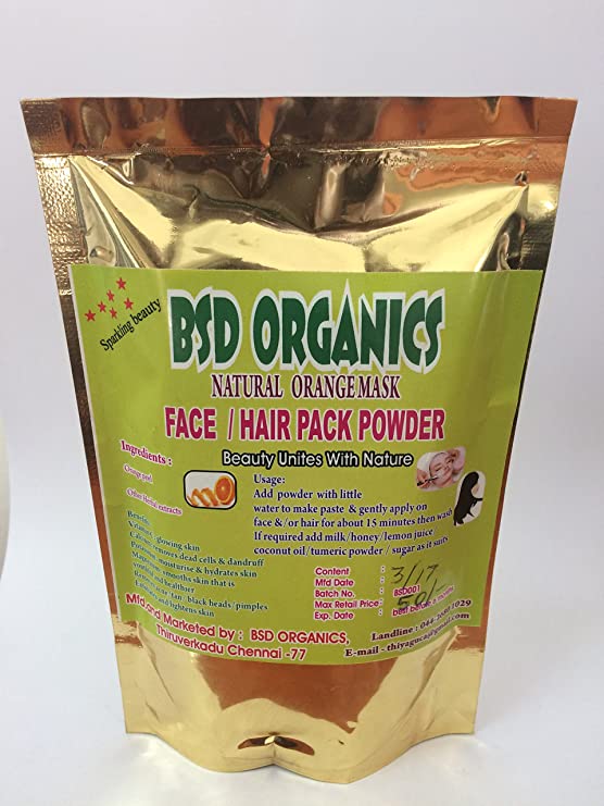 BSD Organics Natural Face & Hair Pack, Orange peel powder - 100 gm