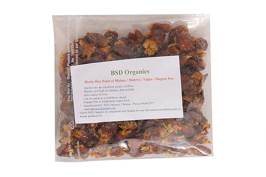 BSD Organics Herby Dry Fruit of Mahua / Mohwa / Vippa / Iluppai Poo-100 Gram