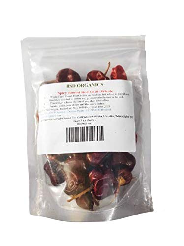 BSD Organics Hot Spicy Round Red Chilli Whole / Milaka / Paprika / Mirch Spice 500 Gram
