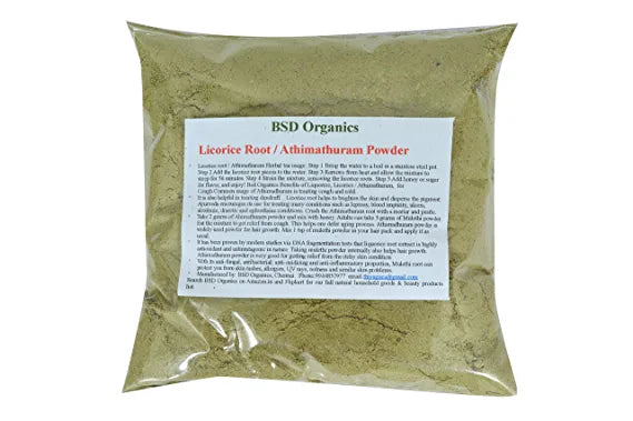BSD Organics Licorice Root/Athimathuram Powder for tea and more. - 200 G