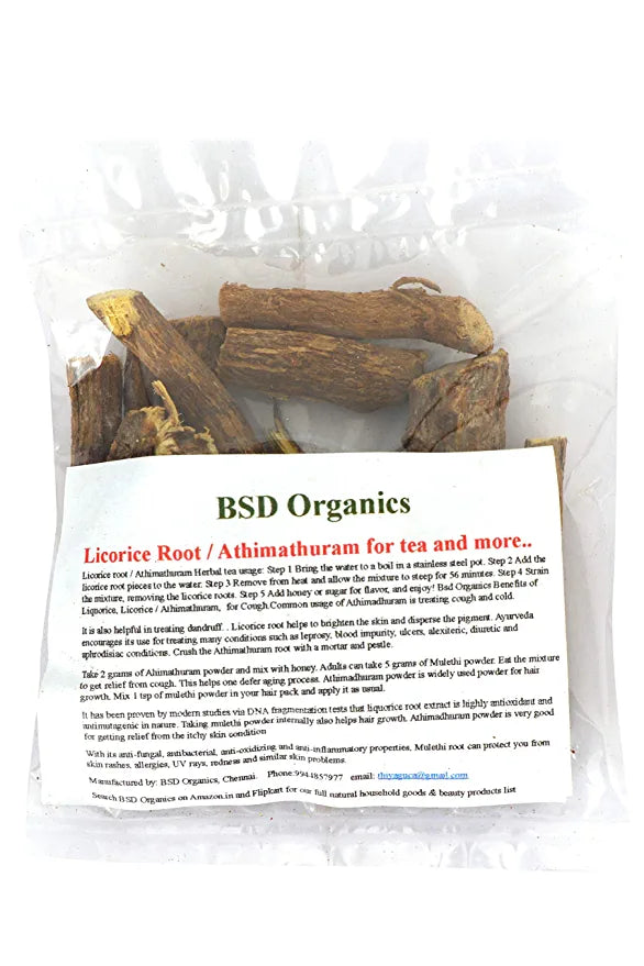 BSD Organics Licorice Root/Athimathuram for tea and more. - 100 G