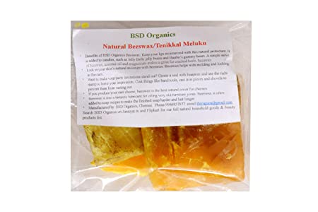 BSD Organics Natural Beeswax/Tenikkal Meluku/Mom for skin care, Lip Balm, Moisturizer, candies and more - 200 grams