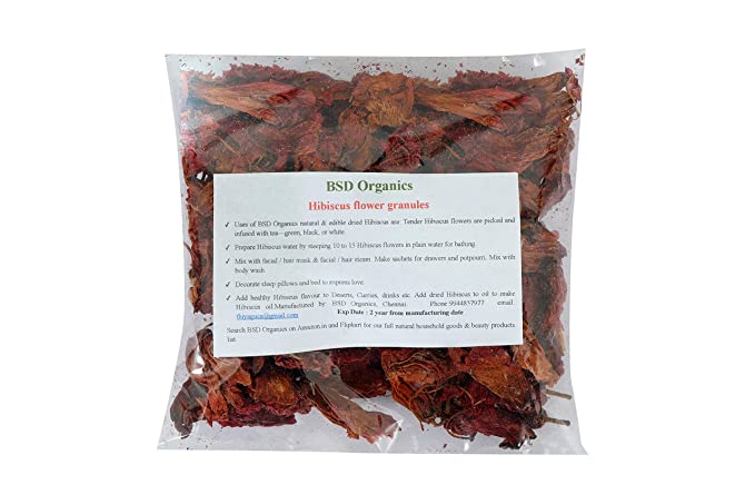 BSD Organics Edible Hibiscus granules dried for tea, garnishing & more- 100 gms