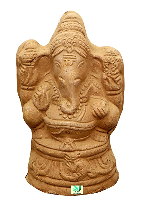 BSD Organics Handmade Eco-Friendly Lord Ganesha/Ganapathy/Vinayak Natural Biodegradable Idol with Seeds - 1 (Large)