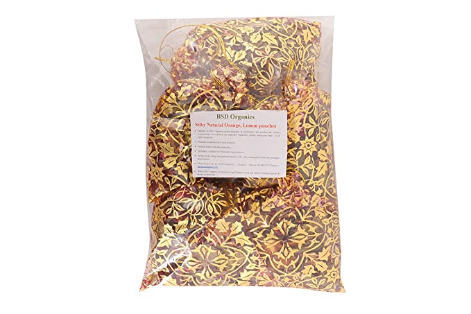 BSD Organics Silky Natural Orange, Lemon, Flowers & Spices fragrance potpourri decorated pouches - 5 bags