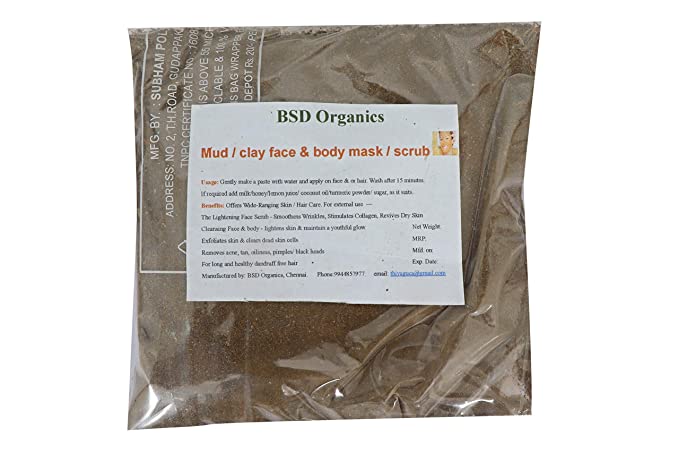 BSD Organics Mud/clay face & body mask/scrub - 400 gms