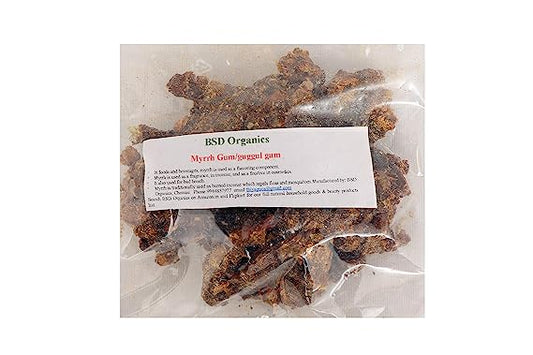 BSD Organics Myrrh Gum/guggul gum/guggal resin for Oral care, food flavoring, Insect repellent- 25 grams