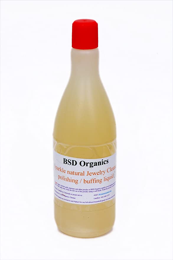 BSD Organics Sparkle Natural Jewelry Cleaner polishing/Buffing Liquid - 1 Liter ((Free Cleaning Cloth)