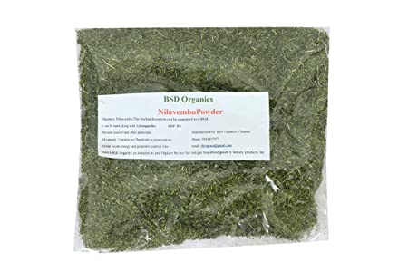 BSD Organics Powder Nilavembu/Kalmegh/Siriyanangai/Andrographis paniculata for Nilavembu kudineer and more 100 grams