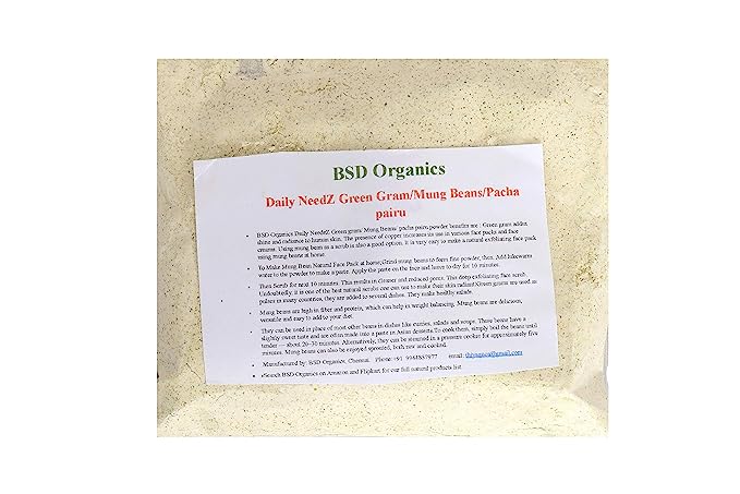 BSD Organics Powder of Daily NeedZ Green Gram/ Mung Beans/ Pacha pairu - 50 G