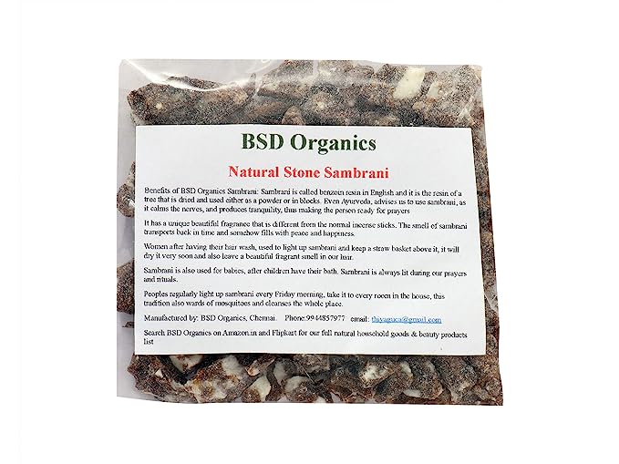 BSD Organics Natural Stone Sambrani/Dhoop/Loban for Fragrance,Puja and More - 100 Grams