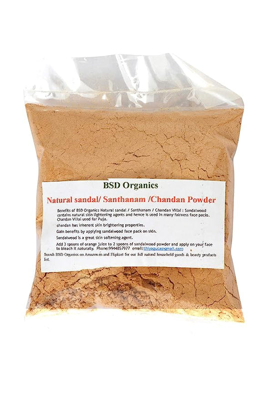 BSD Organics Natural sandal/Santhanam/Chandan Powder for Puja, Skin care & more - 50 grams