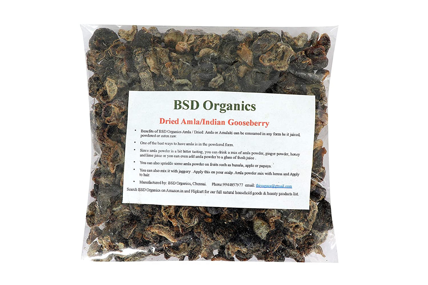 BSD Organics Dried Amla/Indian Gooseberry/Amalaki for Tea,Drink,Hair pack and more -500grams