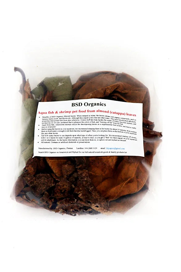 BSD Organics Aqua Fish & Shrimp & Shrimp pet Food Almond (catappa) Leaves - 150 gm
