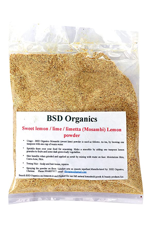 BSD Organics Sweet lemon/lime/limetta (Mosambi) Lemon powder - 500 gm