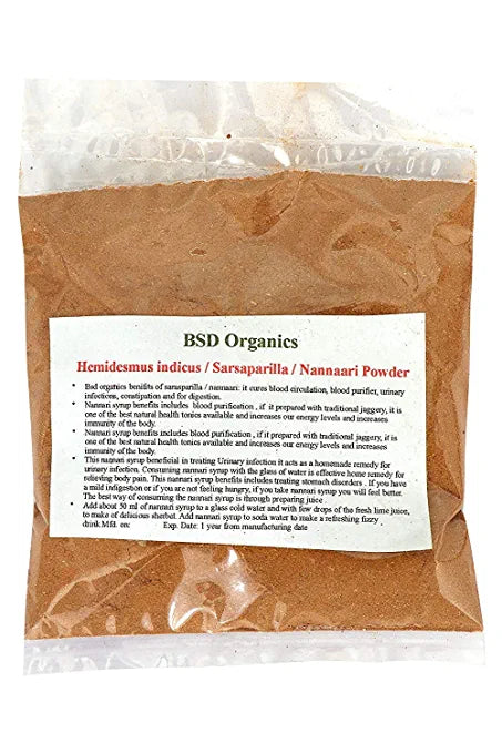 BSD Organics Sarasaparilla/Nannaari Powder For Coffee, Syrup (Sherbet) & More. - 500 G