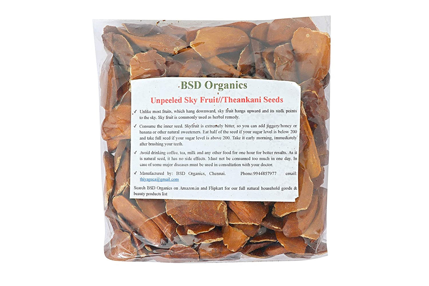 BSD Organics Orginal Unpeeled Sky Fruit/Mahogany/Thean kai/Theankani - 500 grams