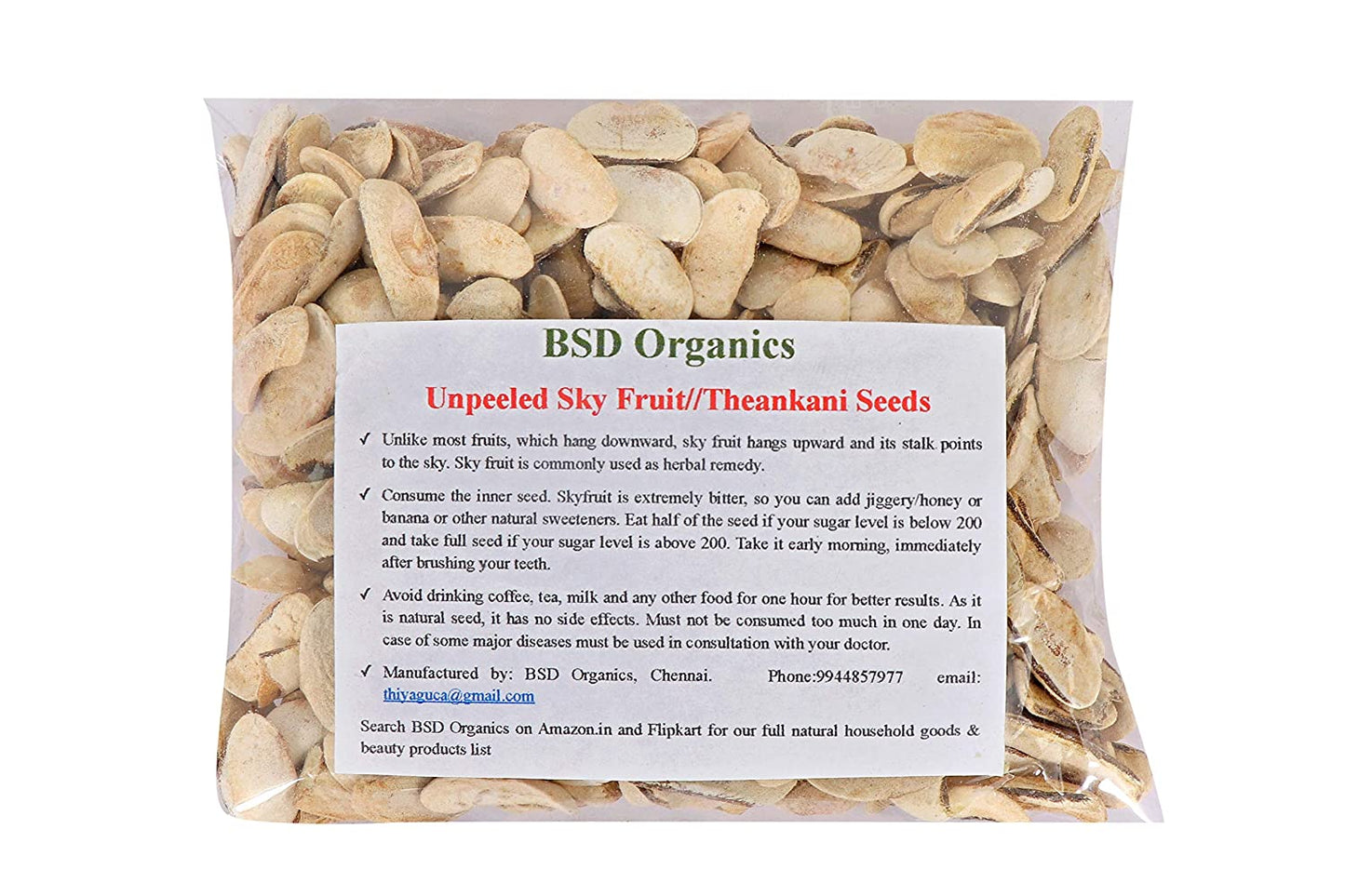 Bsd Organics Sky Fruit/Mahogany/Thean Kai/Theankani Seeds -100 Gram