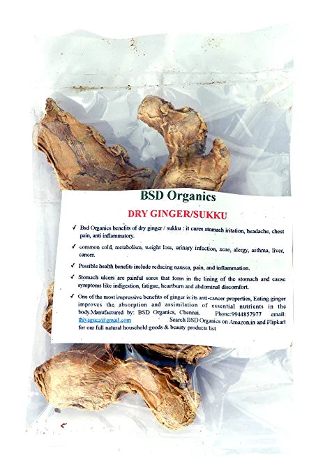 BSD ORGANICS DRY GINGER/SUKKU DRIED - 500 G