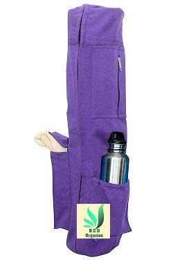 BSD Organics Adi Cotton Yoga Mat Bag with Multi Pocket Utility (Purple) - 1